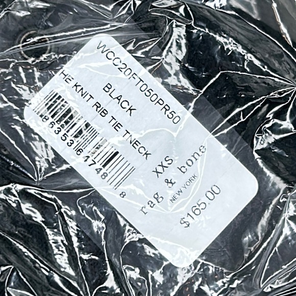 RAG & BONE | The Rib Knit Tie Turtleneck in Black - Picture 7 of 7